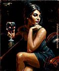 Fabian Perez Saba With Glass Of Red Wine painting